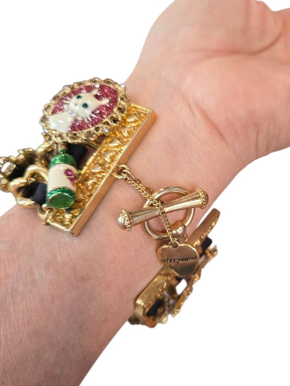 Betsey Johnson Paris Is Always A Good Idea Cat Lovers Gold Charm Bracelet - Picture 4 of 16